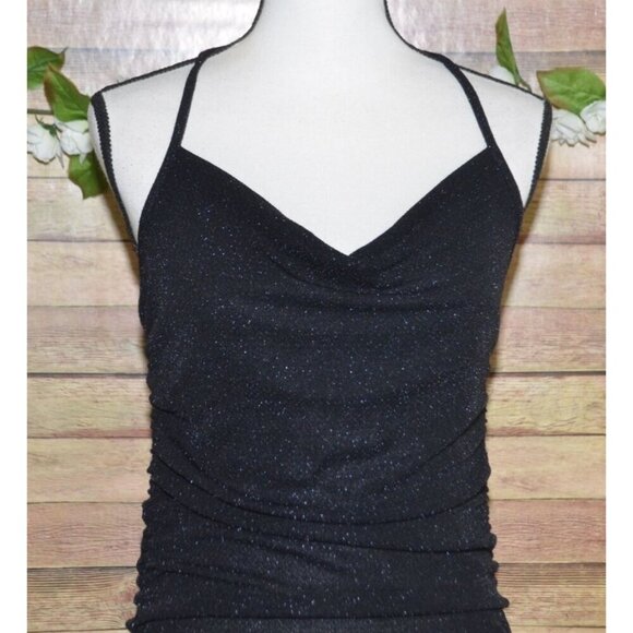 Forever Rose Couture NWT Black Sparkle Sexy Bodycon Dress Size XL Midi Sleeveles - Picture 2 of 10